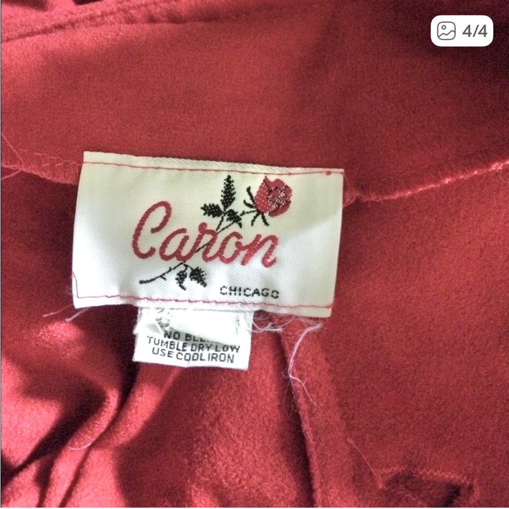 Red Dress Vintage Long Puff Sleeve 80s 10 - Picture 4 of 4
